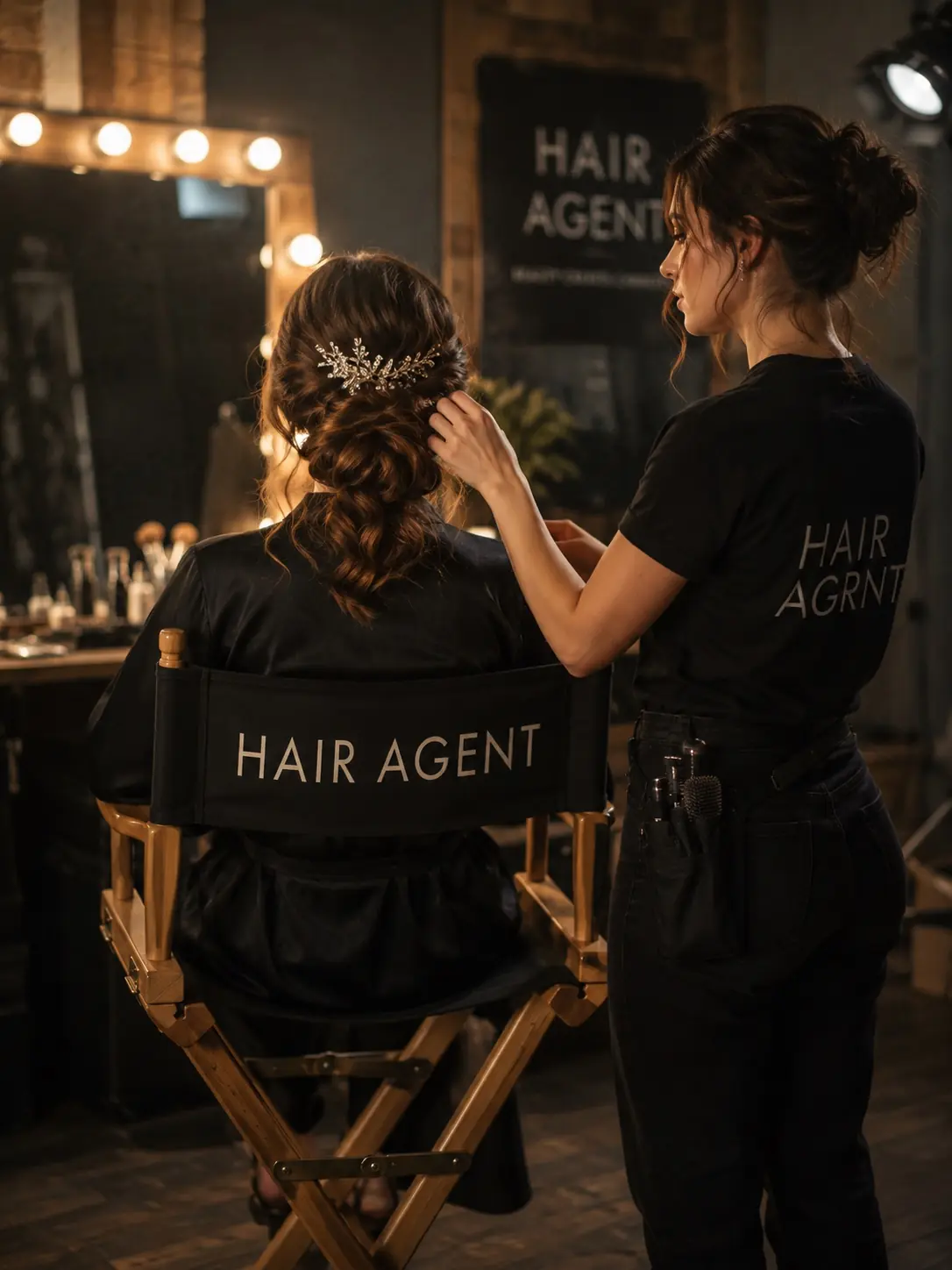 Сопровождение мероприятий HAIR AGENT - мастер поправляет прическу